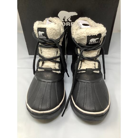 Sorel Womens 8.5 Black Chalk OUT N ABOUT IV Chillz Winter Boot Waterproof BR4-5 - Picture 1 of 6